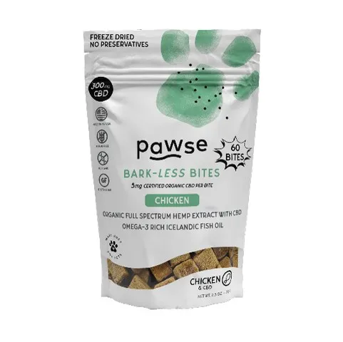 1ea 60pc Pawse 300mg Chicken Bark-Less Bites - Healing/First Aid